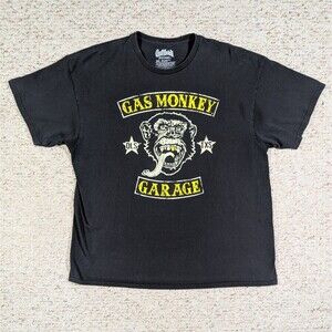 Gas Monkey Garage T-Shirt Mens 2XL Black Gold Tooth DLS TXS Graphic Mechanic Tee